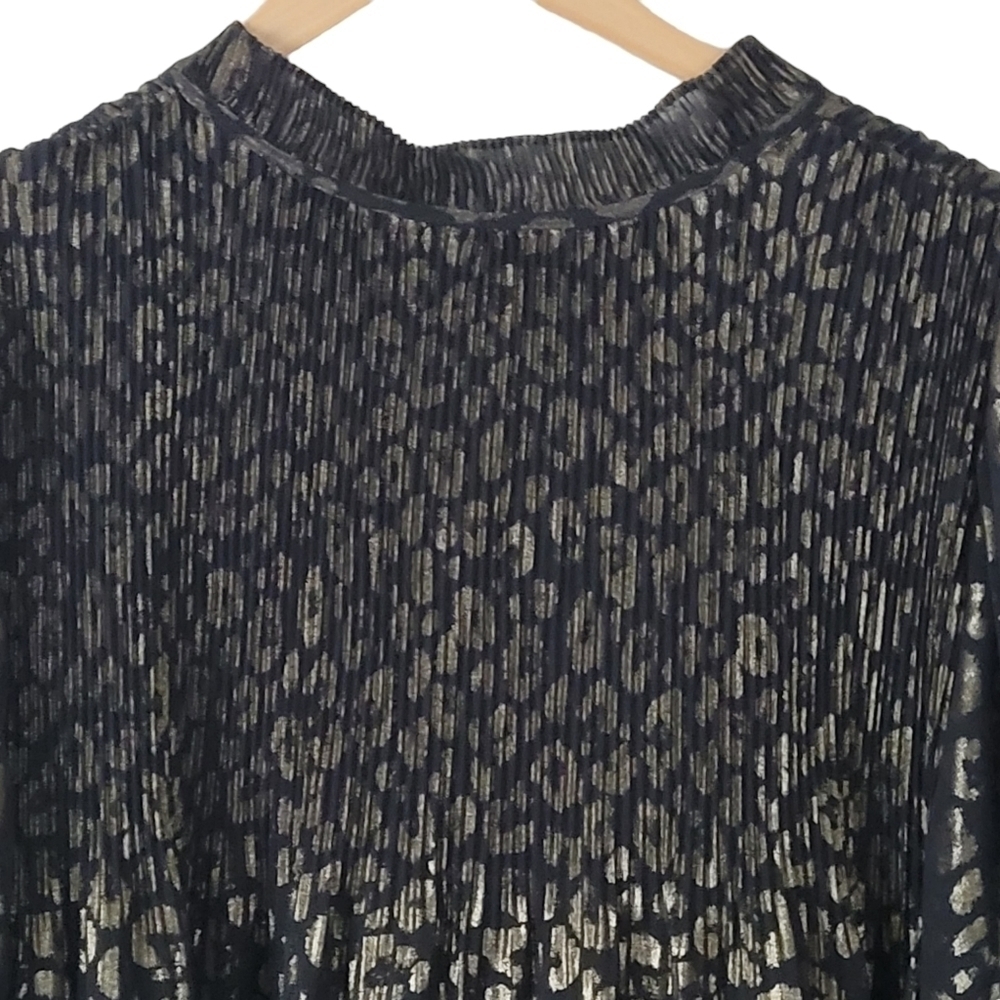 DKNY Plus Size Leopard-Print Tie-Neck Pleated Dress - Picture 8 of 12